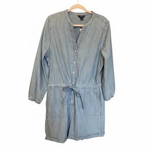 Joe Fresh NWT Denim Short Jumpsuit-Size XL-Long sleeves-Button up-Drawstring